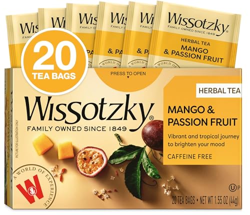 Wissotzky Mango & Passion Fruit Herbal Tea - Caffeine Free, 20 Tea Bags