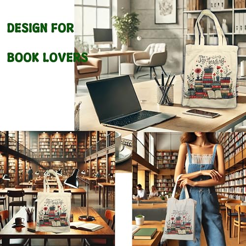 Canvas Tote Bag for Women - Book Lovers Gift - 14" x 15" (5.BookLay)