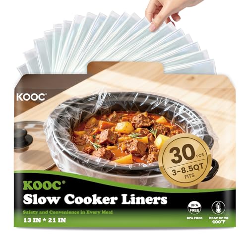 KOOC 30 Slow Cooker Liners, 13" x 21" for 3-8.5 Qt Pots, BPA Free