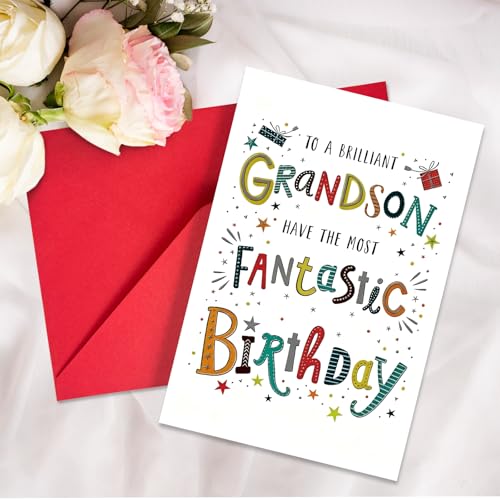 Grandson Birthday Card for Young Men and Boys with Envelope
