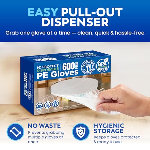 Disposable Food Prep Gloves - 600 Pack, BPA & Latex-Free HDPE