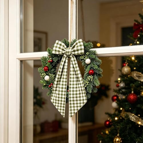 Navy Blue Gingham Wreath Sash for Front Door Decor, 55.12"