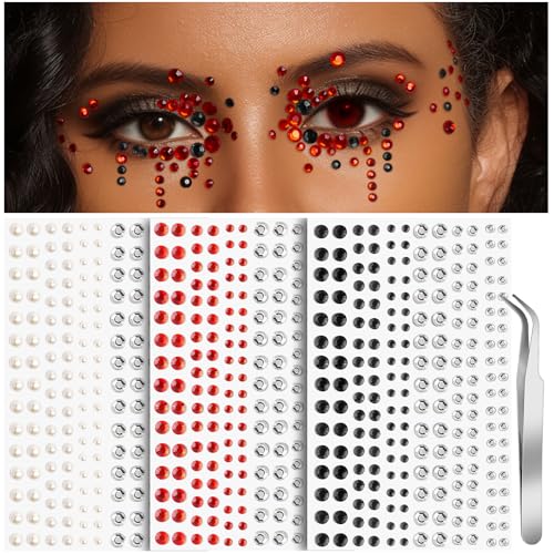 Teenitor Self-Adhesive Face Gems & Body Rhinestones for Halloween Makeup