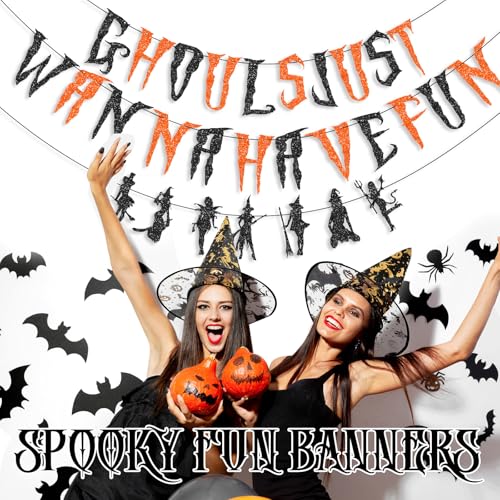 Ghouls Just Wanna Have Fun Glitter Banner for Halloween Parties