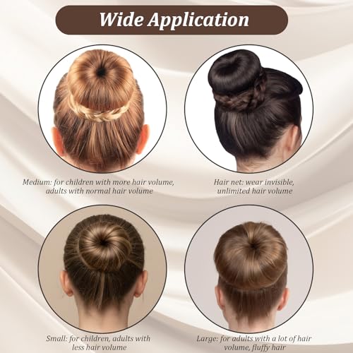 63Pcs Brown Hair Bun Maker Kit with Donut, Nets, Pins and Hair Ties