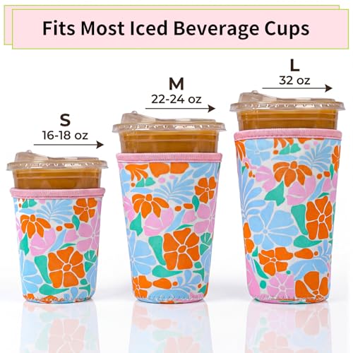 Matisse Floral Reusable Neoprene Iced Coffee Sleeve 3-Pack