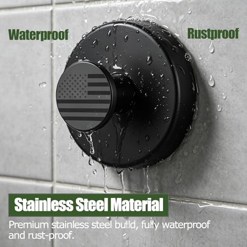 Suction Cup Hooks for Bathroom - Removable Adhesive Towel & Robe Hooks (2 Pack, Black)