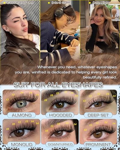 Winifred Natural Lash Clusters Kit - 3D Wispy DIY Eyelash Extensions with Glue and Tweezers