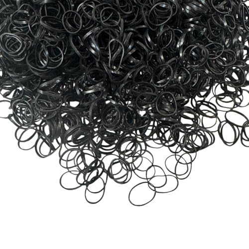 PIDOUDOU 2000 Pcs Mini Hair Rubber Bands - Black Elastic Hair Ties for Braids