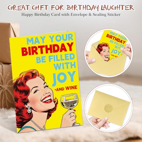 Humorous Vintage Birthday Card for Wine Lovers - 5.5x8