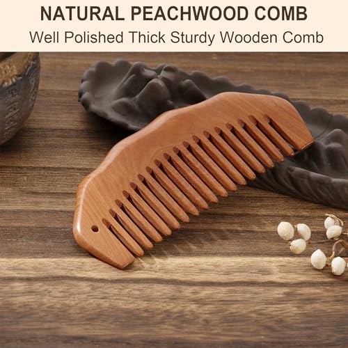 Wooden Labor Comb with Wrist Strap Peachwood Birthing Comb