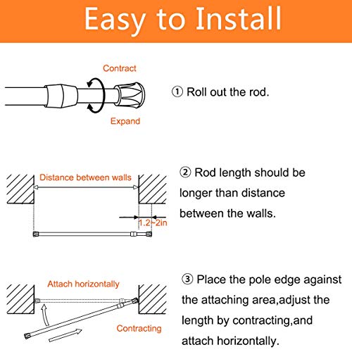 HILLHOME Black Tension Rods, 15.7-28 Inch Adjustable Curtain Rods (2 Pack)