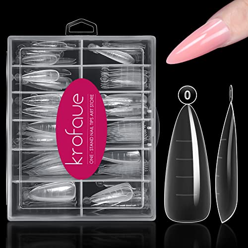 Krofaue 120PCS Dual Nail Forms Almond & Stiletto Poly Gel Molds Reusable