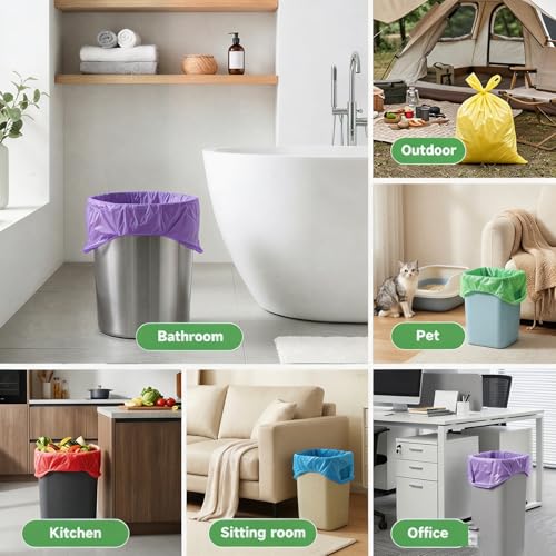 VINCEREON 4 Gallon Trash Bags with Handles, Colorful Small Garbage Liners, 100 Ct
