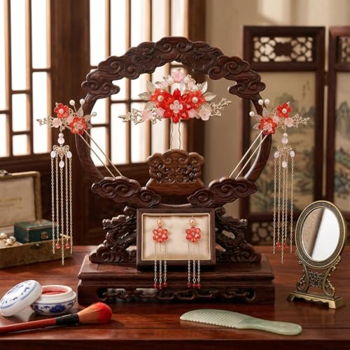 Bremorou 5-Piece Chinese Hair Stick Set with Tassel and Ear Clips
