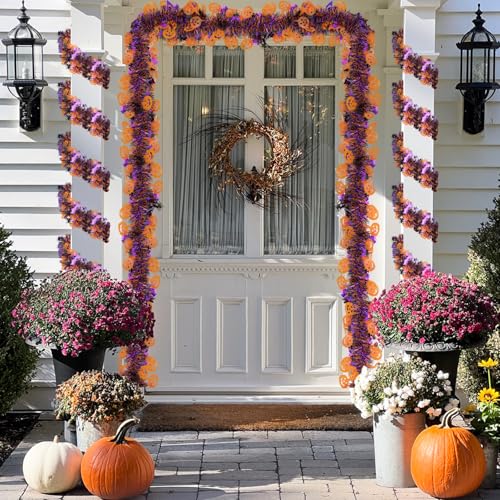 33 FT Halloween Tinsel Garland with Pumpkins, Bats & Spiders
