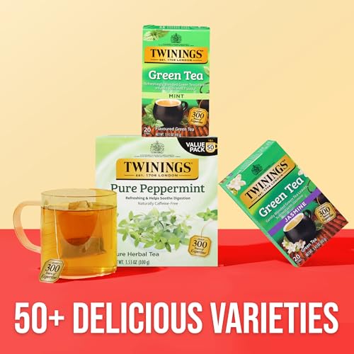 Twinings Green Tea with Mint - Caffeinated, Individually Wrapped Bags, 120 Count