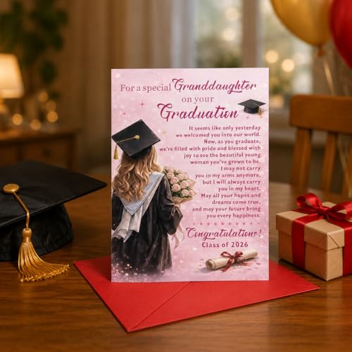 Class of 2026 Graduation Card for Granddaughter Keepsake Gift