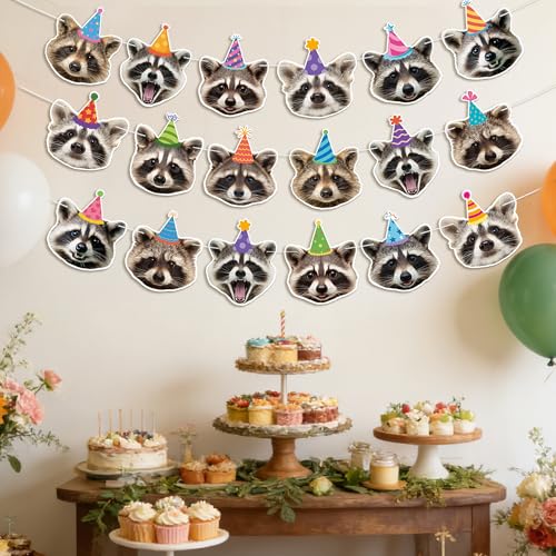 Raccoon Birthday Banner Set | 3 Pre-Strung Party Decorations