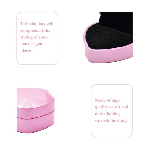 Luxury LED Lighted Engagement Ring Box - Heart Shaped Elegant Pink Ring Case for Wedding Rings, Perfect for Proposal, Anniversary, Ceremony, and Gift Giving