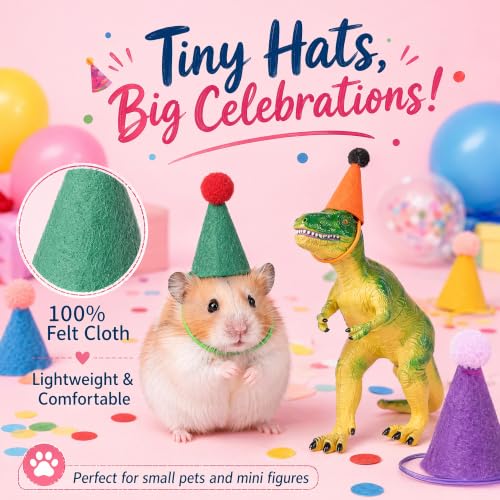 12 Pcs Mini Party Hats for Stuffed Animals, Figures, and Cake Toppers