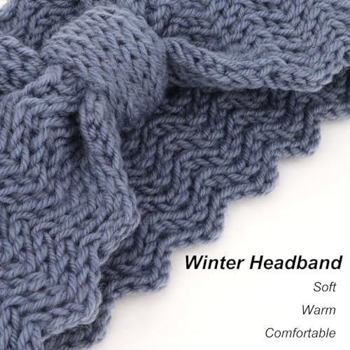 CURASA Knitted Winter Headband Ear Warmer for Women Soft Fleece Hair Band