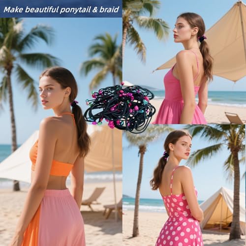 MaryLavender Thick Hair Ties with Heart Beads 20 Pack Ponytail Holders