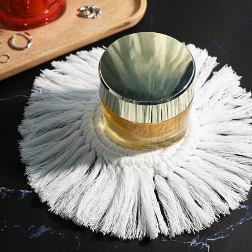 Handmade Boho Cotton Macrame Coasters with Tassels - 2 Pack