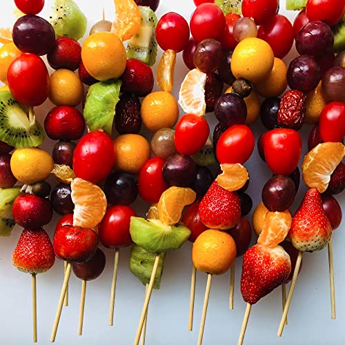 Natural Bamboo Skewers - 100 Pack 8-Inch BBQ Sticks