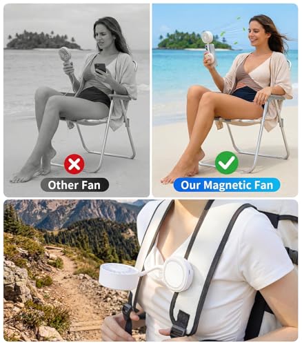 EVADA White Magnetic Phone Clip-On Fan with 360° Flexible Gooseneck