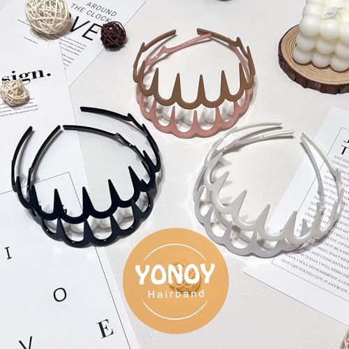 YONOY Zig Zag Shark Tooth Headbands - 6Pcs U Shaped Wavy Hair Bands