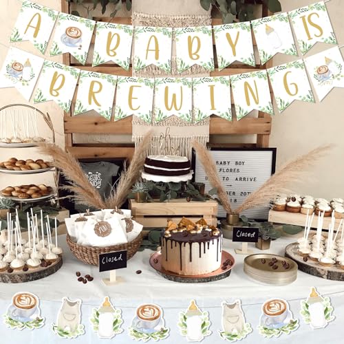Coffee Theme Baby Shower Banner - 'A Baby is Brewing' Bunting