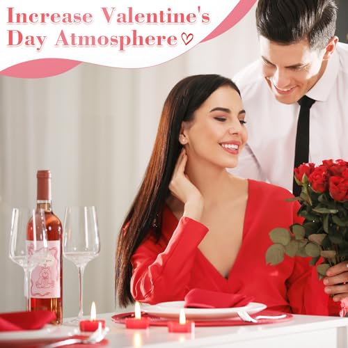 Valentine's Day Wine Bottle Label Stickers - 8 Pcs Waterproof Decor