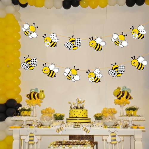 Bee Party Banner Set - 2PCS Honeybee Themed Decorations for Baby Showers