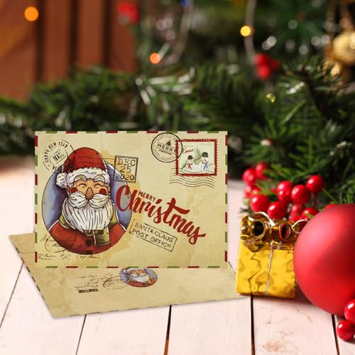 Vintage Santa Claus Christmas Greeting Cards Set - 5 Pack