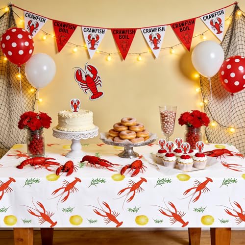 QUERICKY 4 Pack Crawfish Boil Plastic Tablecloths 87x51