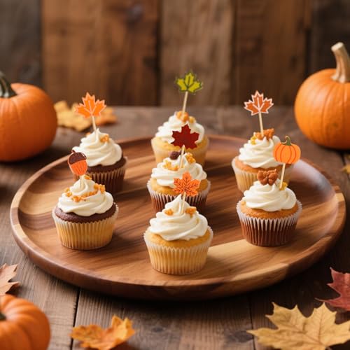 Leislam 100 PCS Fall Thanksgiving Cocktail Picks - Bamboo Appetizer Skewers