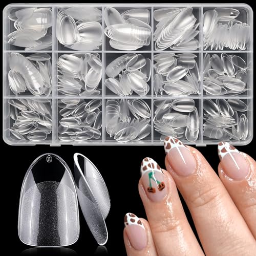 Lifextol 300-Piece Short Almond Gel Nail Tips Clear Acrylic Press On Nails