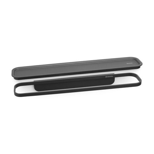 Brabantia MindSet Wall-Mounted Bathroom Shelf/Towel Holder (Mineral Infinite Gray) Anti-Rust Organization Storage for Toothbrush Holder, Cosmetics, Soap (1.7 x 16.5 x 3.4)