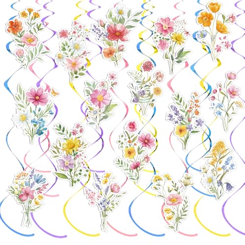 36 Pcs Wildflower Hanging Swirl Decorations for Birthday Parties & Weddings