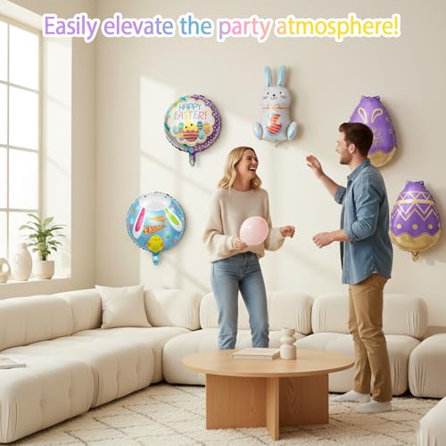 9-Piece Easter Balloon Kit with Bunny Decorations for Parties
