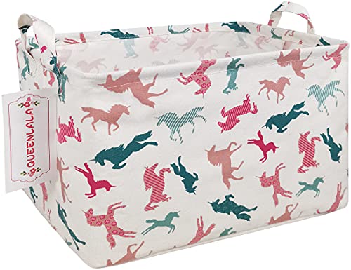 Collapsible Laundry Basket with Side Handles - Unicorn Design, 14.9x10.2x9.1in