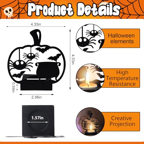 Halloween Shadow Candle Holder - Spooky Spider & Bat Design