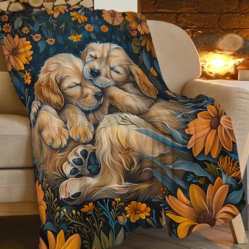 Citari Golden Retriever Fleece Throw Blanket - Soft, Warm Dog Decor Gift for Kids & Adults