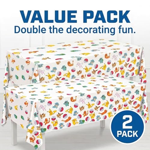 Pokemon Table Cloth 2-Pack - 54 x 84-Inch Birthday Party Decor
