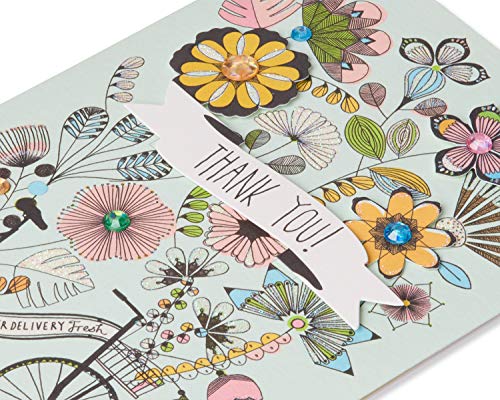 Papyrus Handmade Thank You Card - So, So Much Flower Bike Design