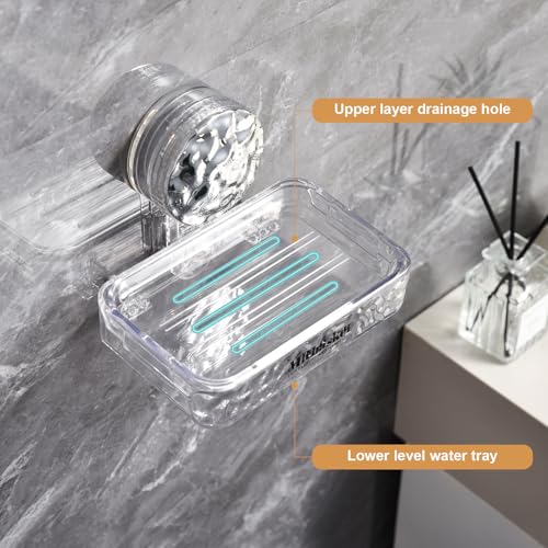 Suction Cup Soap Dish Holder - Wall Mounted Self-Draining Rack, 1 Piece