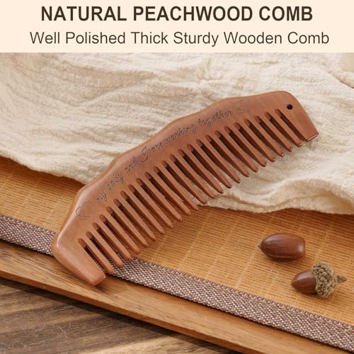 Moreinday Peachwood Labor Comb with Wrist Strap for Pain Relief