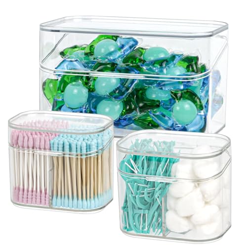 Clear Bathroom Organizer Set - 3-Piece Vanity Storage Containers