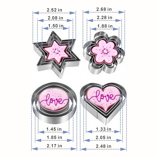 12-Piece Stainless Steel Cookie Cutters Set - Heart, Star, Flower, Round